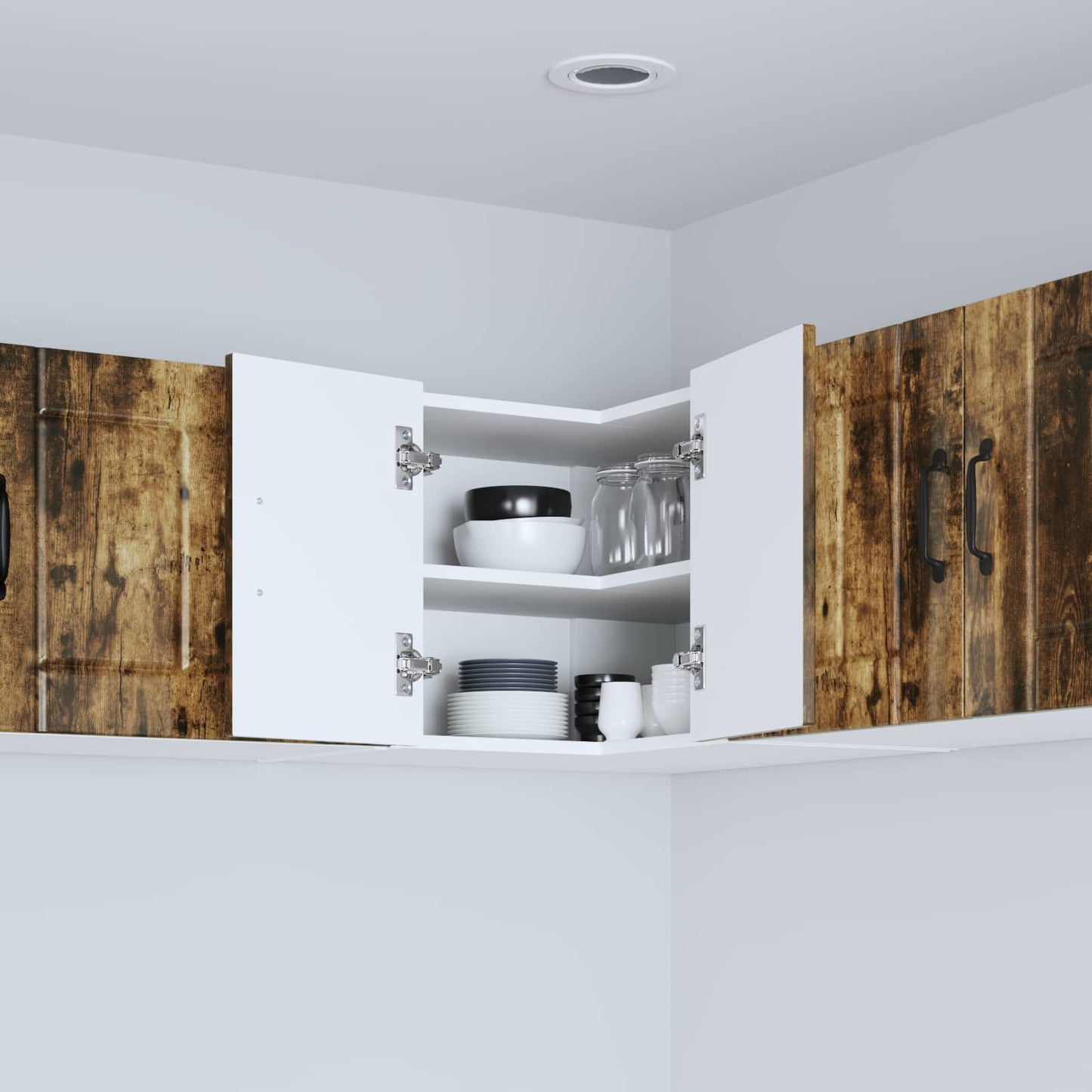 vidaXL Wall Corner Cabinet LUCCA Smoked Oak 57 x 57 x 40 cm