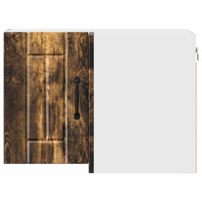 vidaXL Wall Corner Cabinet LUCCA Smoked Oak 57 x 57 x 40 cm