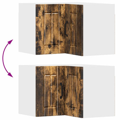 vidaXL Wall Corner Cabinet LUCCA Smoked Oak 57 x 57 x 40 cm