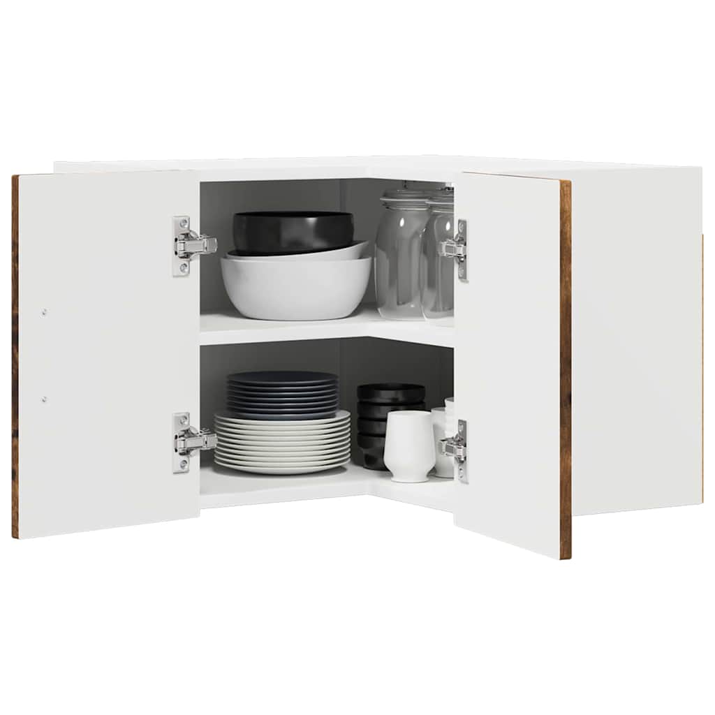 vidaXL Wall Corner Cabinet LUCCA Smoked Oak 57 x 57 x 40 cm