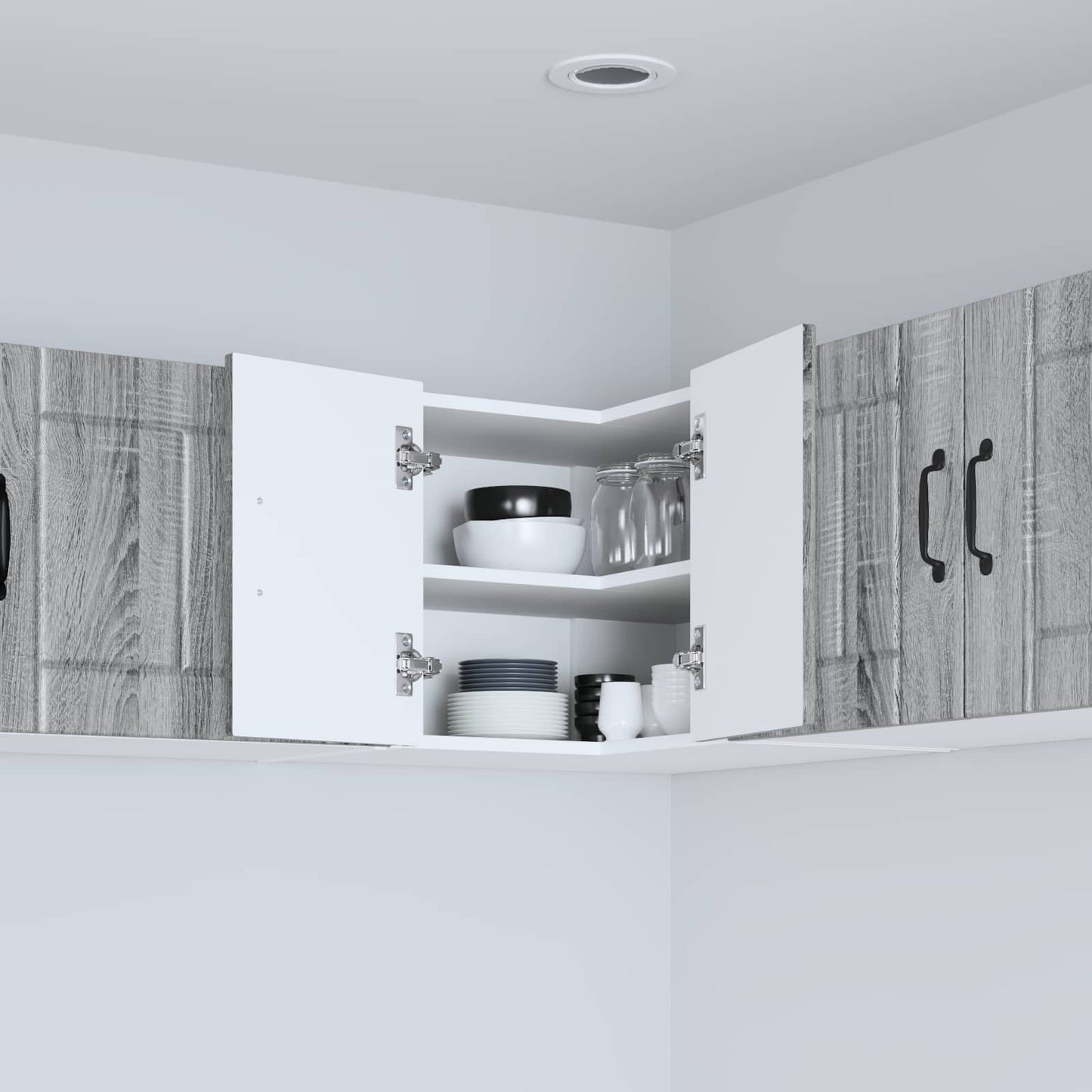 vidaXL Wall Corner Cabinet LUCCA Grey Sonoma 57 x 57 x 40 cm