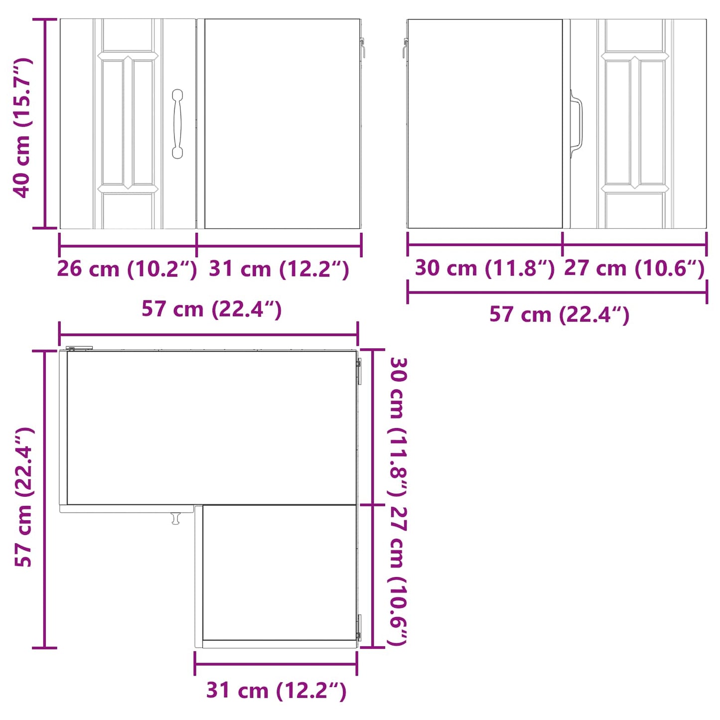 vidaXL Wall Corner Cabinet LUCCA Brown Oak 57 x 57 x 40 cm