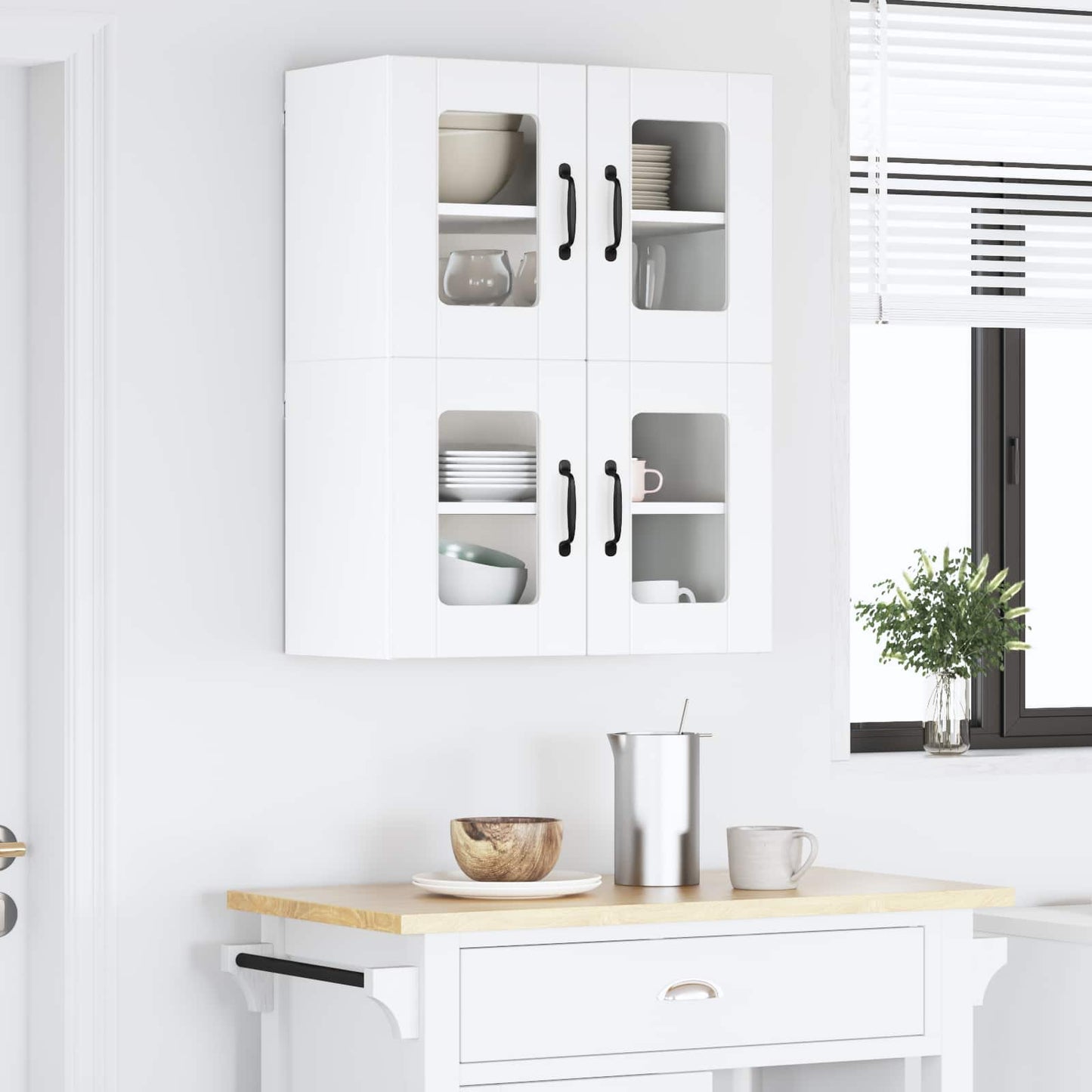 vidaXL Wall Glass Cabinet LUCCA White 60 x 31 x 40 cm Engineered Wood