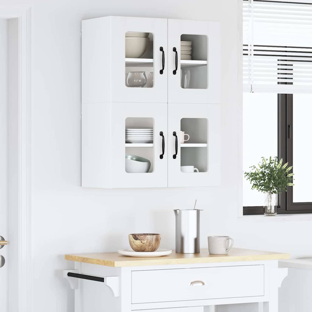 vidaXL Wall Glass Cabinet LUCCA 2 pcs White 60 x 31 x 40 cm