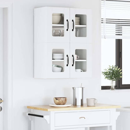 vidaXL Wall Glass Cabinet LUCCA 2 pcs White 60 x 31 x 40 cm