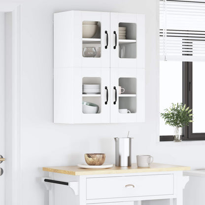 vidaXL Wall Glass Cabinet LUCCA 2 pcs White 60 x 31 x 40 cm