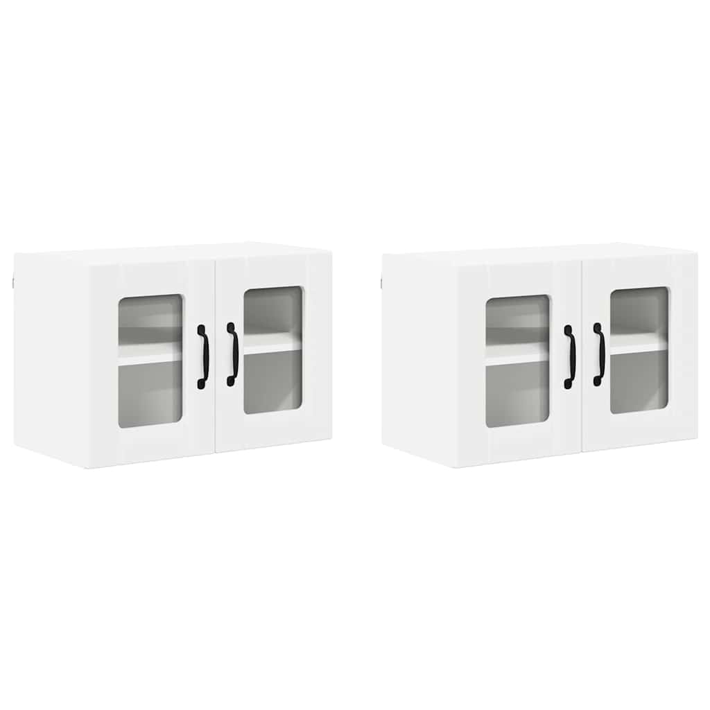 vidaXL Wall Glass Cabinet LUCCA 2 pcs White 60 x 31 x 40 cm