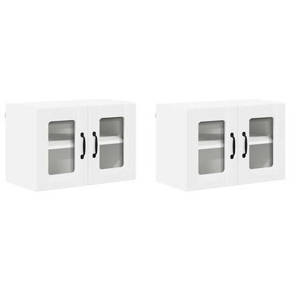 vidaXL Wall Glass Cabinet LUCCA 2 pcs White 60 x 31 x 40 cm