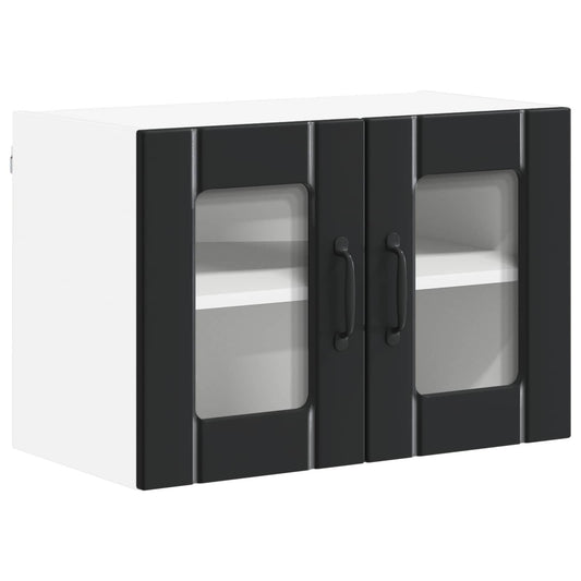 vidaXL Wall Glass Cabinet LUCCA Black 60 x 31 x 40 cm Engineered Wood