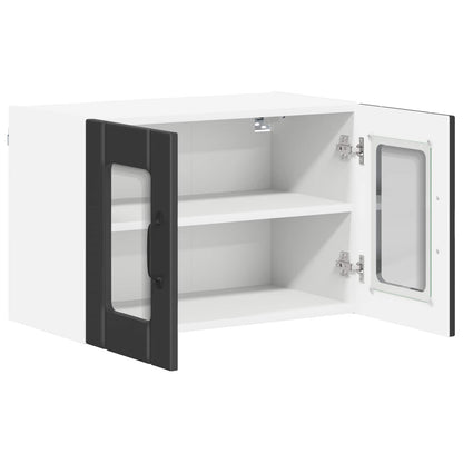 vidaXL Wall Glass Cabinet LUCCA Black 60 x 31 x 40 cm Engineered Wood