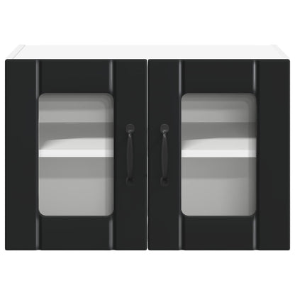 vidaXL Wall Glass Cabinet LUCCA Black 60 x 31 x 40 cm Engineered Wood