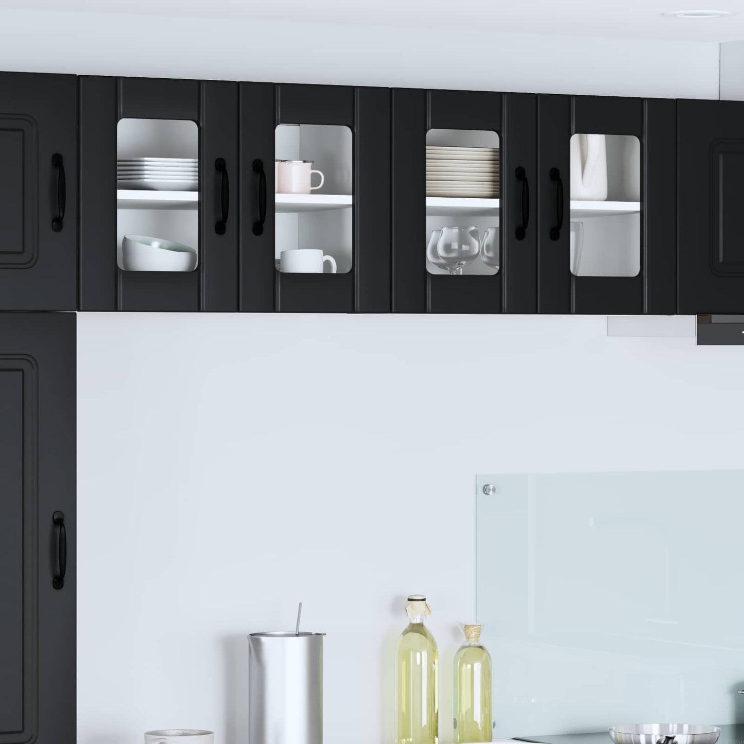 vidaXL Wall Glass Cabinet LUCCA 2 pcs Black 60 x 31 x 40 cm