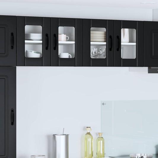 vidaXL Wall Glass Cabinet LUCCA 2 pcs Black 60 x 31 x 40 cm