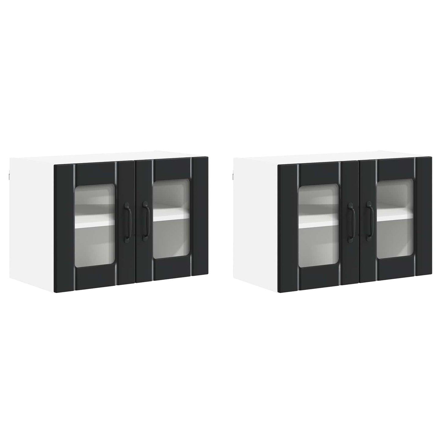 vidaXL Wall Glass Cabinet LUCCA 2 pcs Black 60 x 31 x 40 cm