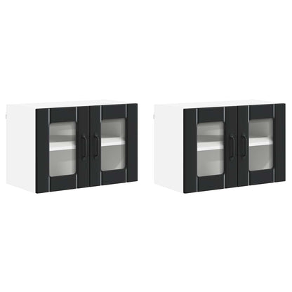 vidaXL Wall Glass Cabinet LUCCA 2 pcs Black 60 x 31 x 40 cm
