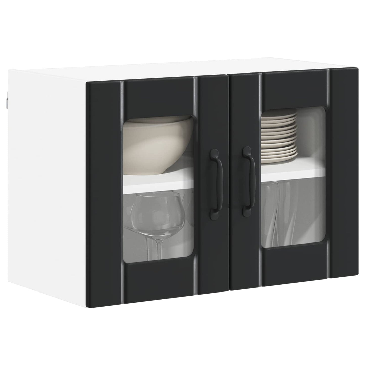 vidaXL Wall Glass Cabinet LUCCA 2 pcs Black 60 x 31 x 40 cm