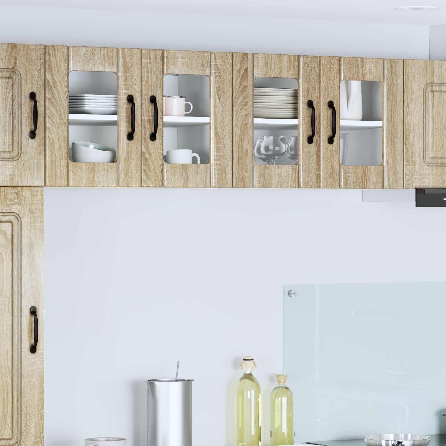 vidaXL Wall Glass Cabinet LUCCA 2 pcs Sonoma Oak 60 x 31 x 40 cm
