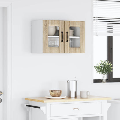 vidaXL Wall Glass Cabinet LUCCA 2 pcs Sonoma Oak 60 x 31 x 40 cm