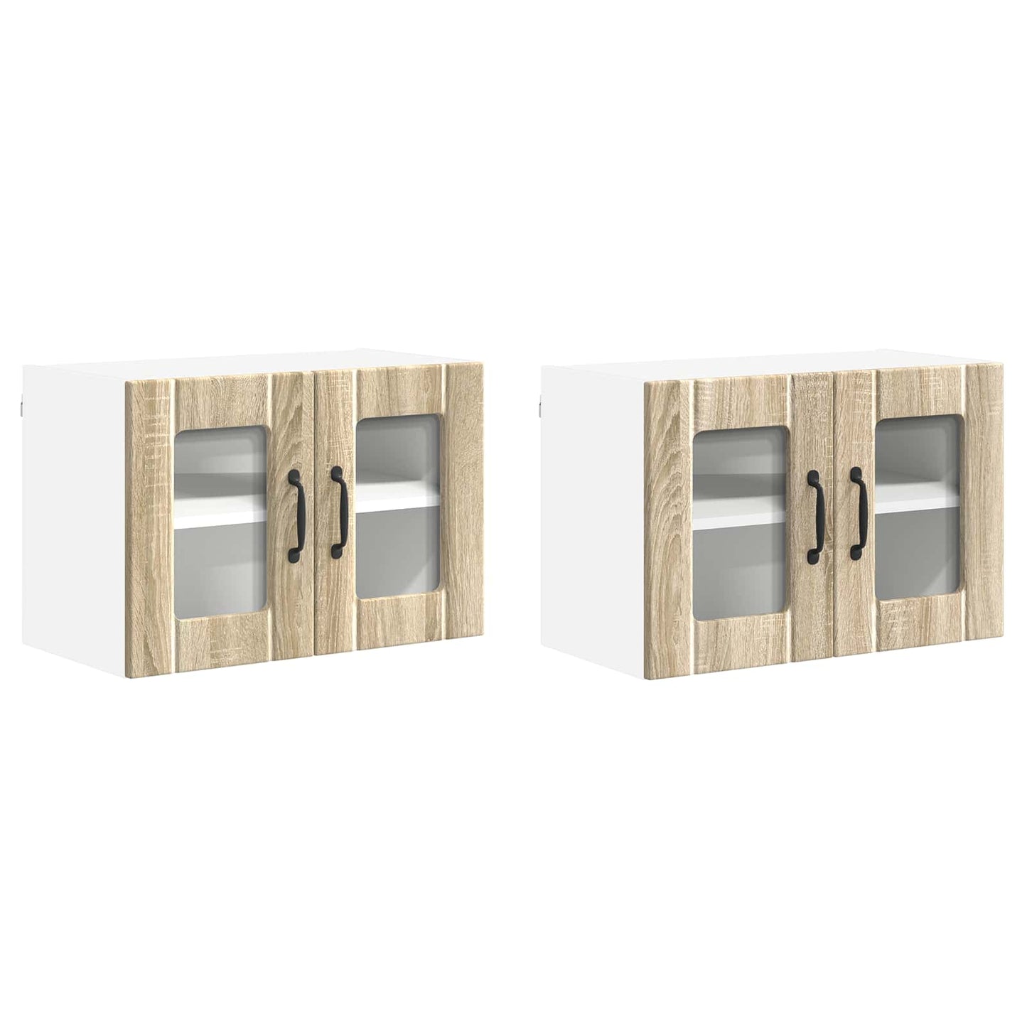 vidaXL Wall Glass Cabinet LUCCA 2 pcs Sonoma Oak 60 x 31 x 40 cm