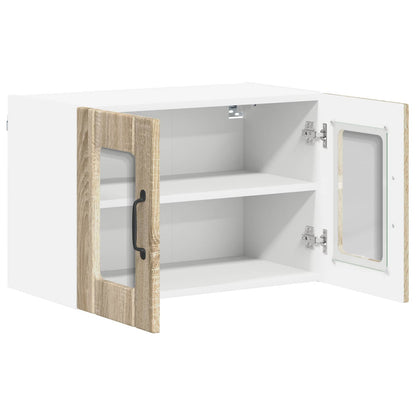 vidaXL Wall Glass Cabinet LUCCA 2 pcs Sonoma Oak 60 x 31 x 40 cm