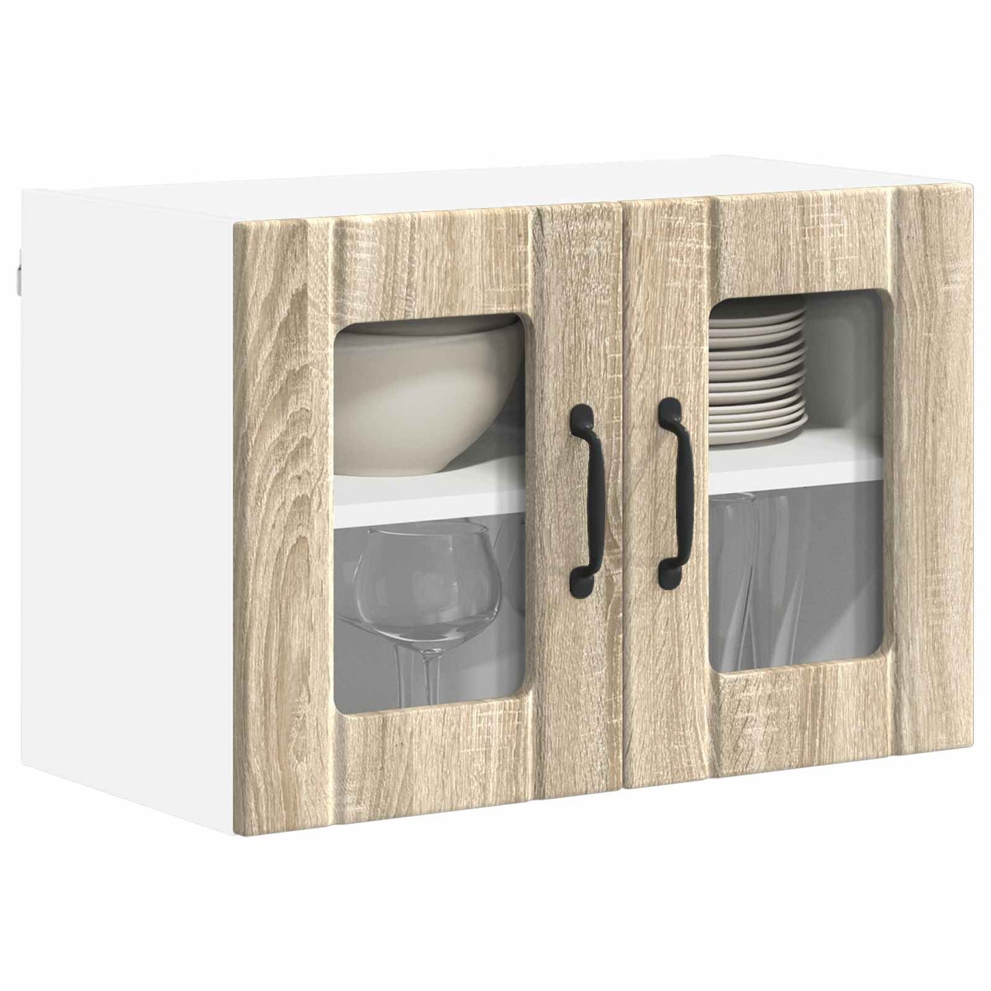 vidaXL Wall Glass Cabinet LUCCA 2 pcs Sonoma Oak 60 x 31 x 40 cm