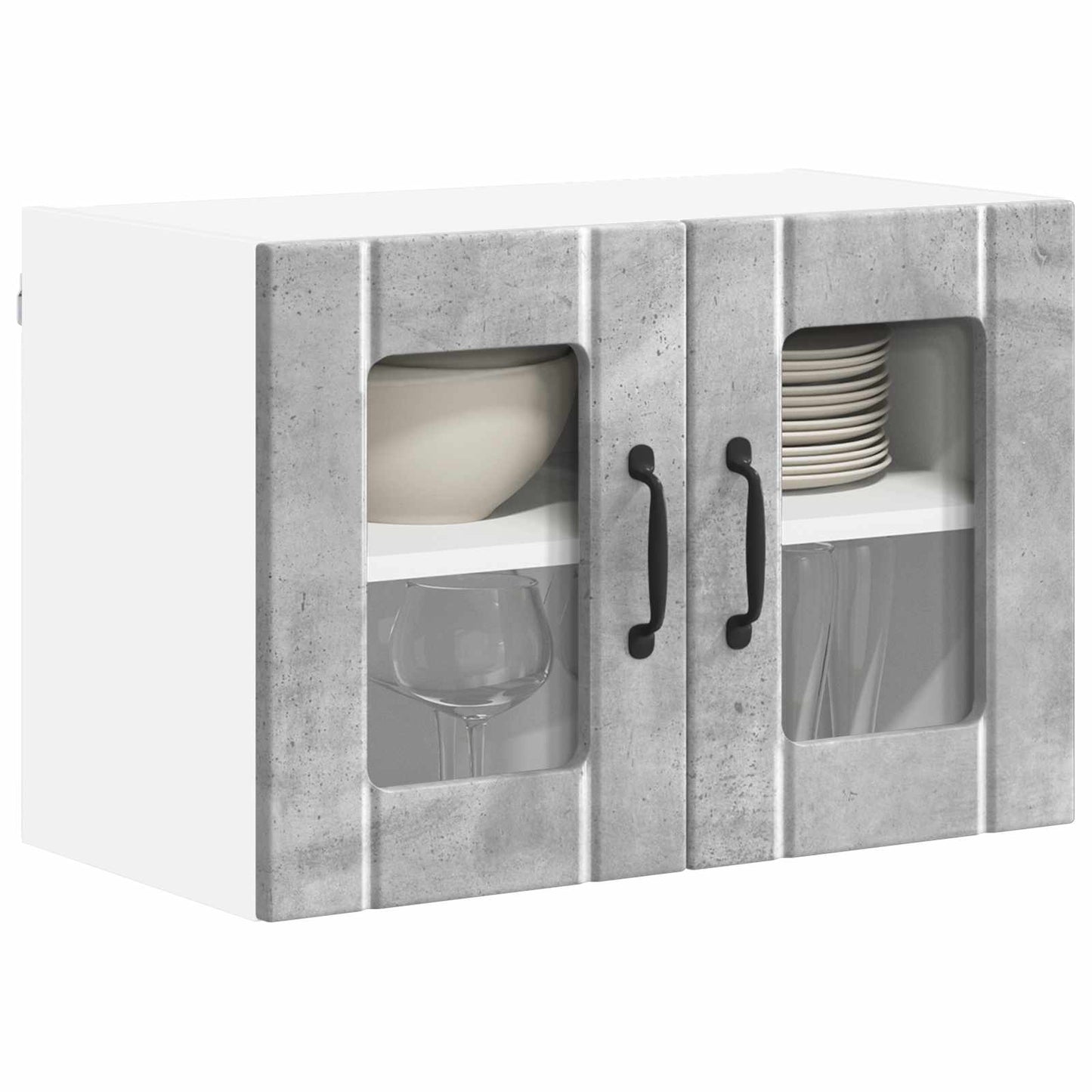vidaXL Wall Glass Cabinet LUCCA Concrete Grey 60 x 31 x 40 cm