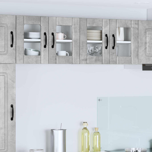 vidaXL Wall Glass Cabinet LUCCA 2 pcs Concrete Grey 60 x 31 x 40 cm