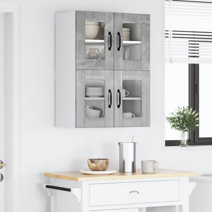 vidaXL Wall Glass Cabinet LUCCA 2 pcs Concrete Grey 60 x 31 x 40 cm