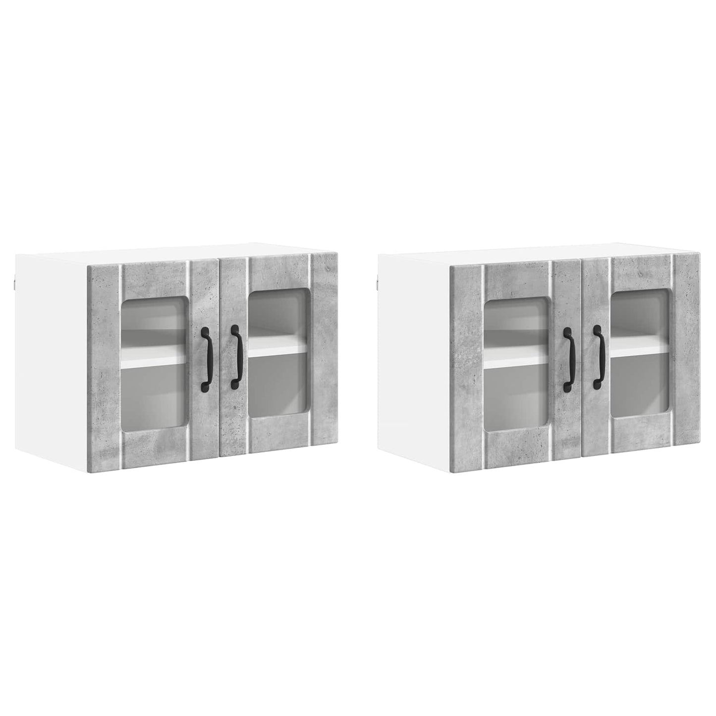 vidaXL Wall Glass Cabinet LUCCA 2 pcs Concrete Grey 60 x 31 x 40 cm