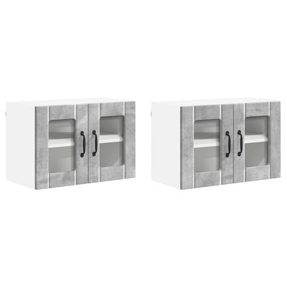 vidaXL Wall Glass Cabinet LUCCA 2 pcs Concrete Grey 60 x 31 x 40 cm