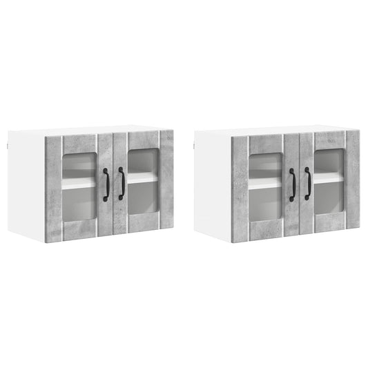 vidaXL Wall Glass Cabinet LUCCA 2 pcs Concrete Grey 60 x 31 x 40 cm