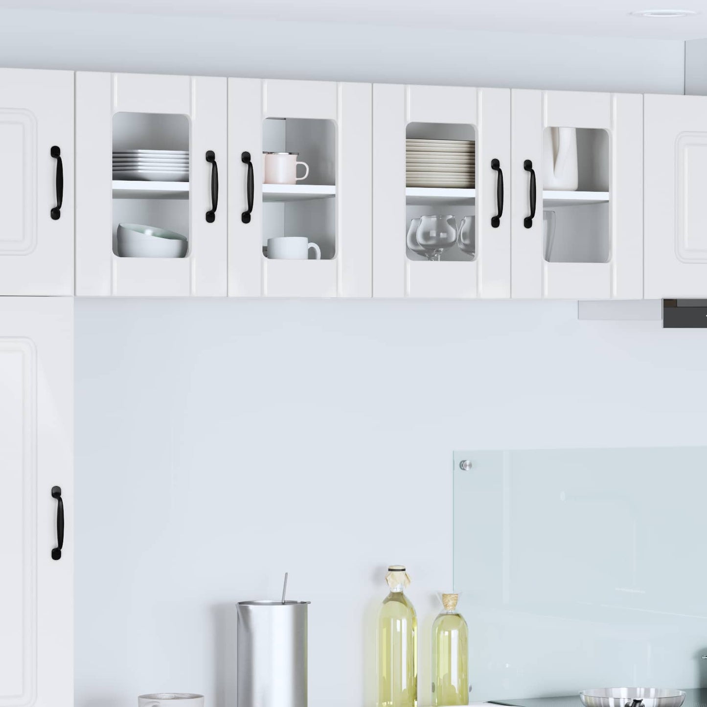 vidaXL Wall Glass Cabinet LUCCA High Gloss White 60 x 31 x 40 cm
