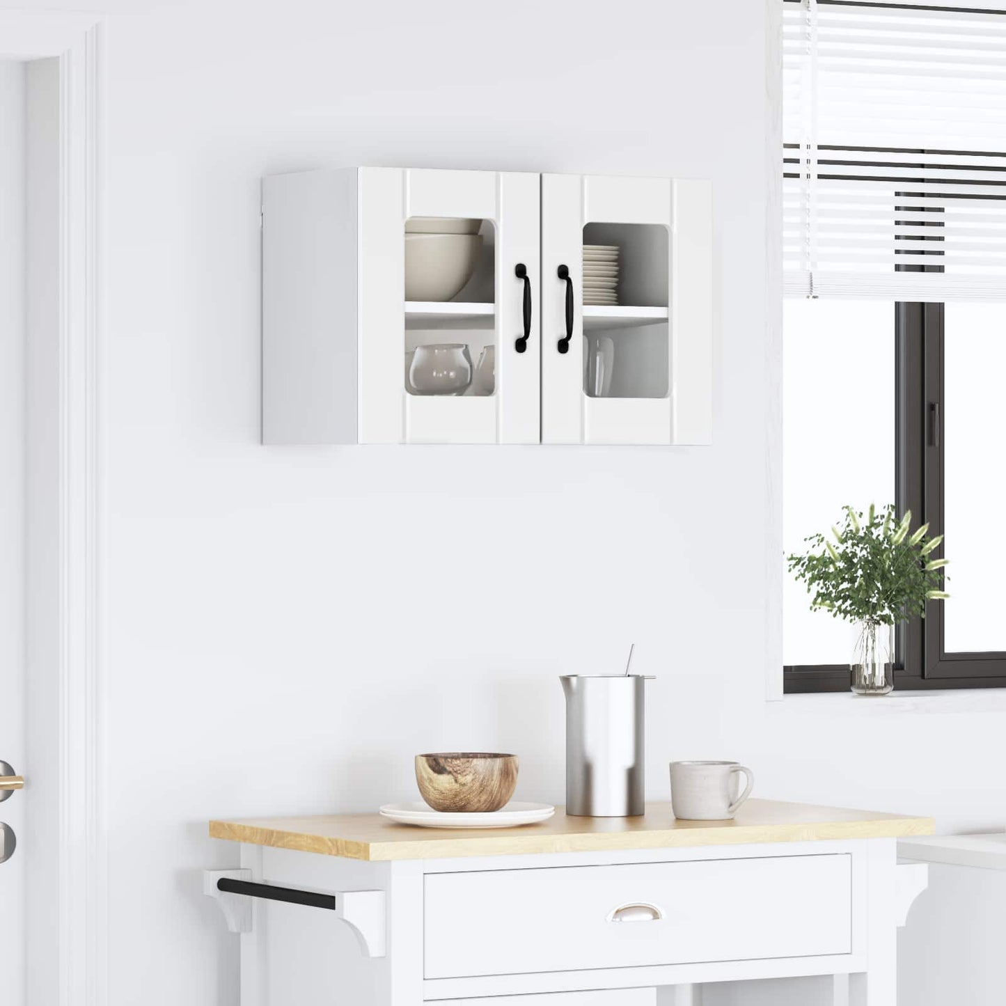 vidaXL Wall Glass Cabinet LUCCA High Gloss White 60 x 31 x 40 cm