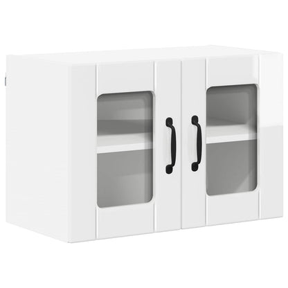 vidaXL Wall Glass Cabinet LUCCA High Gloss White 60 x 31 x 40 cm