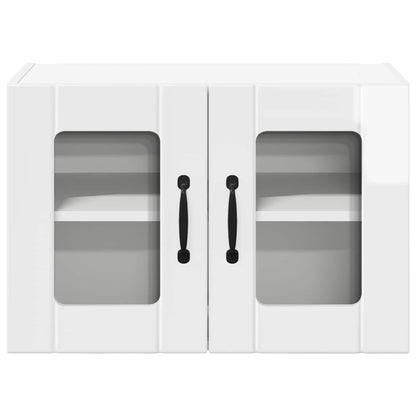 vidaXL Wall Glass Cabinet LUCCA High Gloss White 60 x 31 x 40 cm