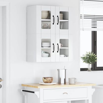 vidaXL Wall Glass Cabinet LUCCA 2 pcs High Gloss White 60 x 31 x 40 cm