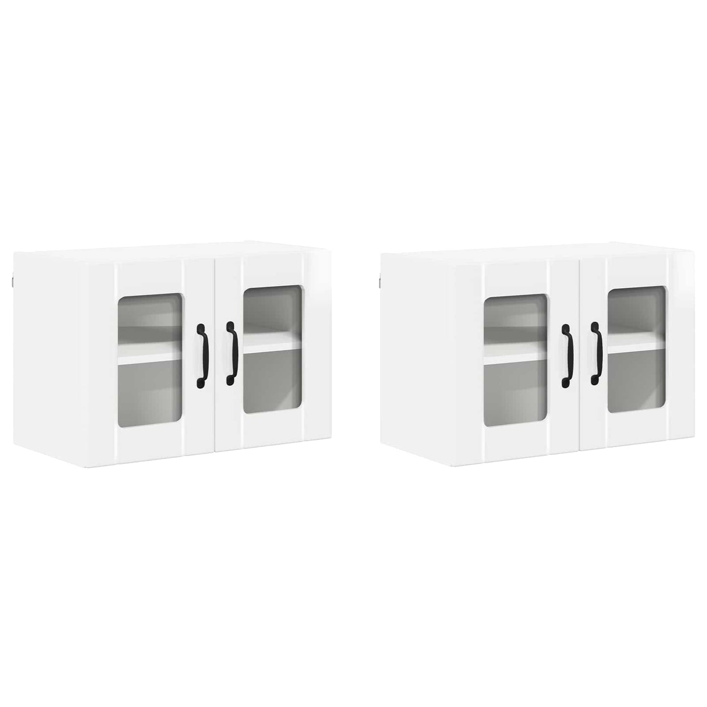 vidaXL Wall Glass Cabinet LUCCA 2 pcs High Gloss White 60 x 31 x 40 cm