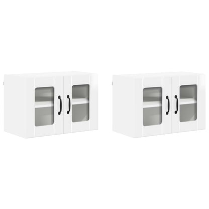 vidaXL Wall Glass Cabinet LUCCA 2 pcs High Gloss White 60 x 31 x 40 cm