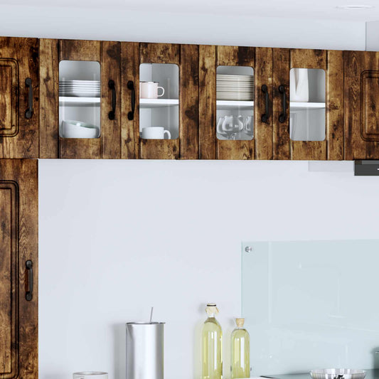 vidaXL Wall Glass Cabinet LUCCA Smoked Oak 60 x 31 x 40 cm