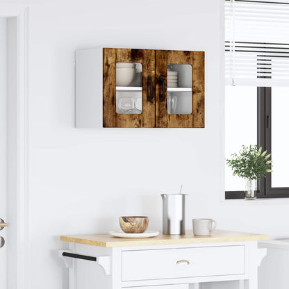 vidaXL Wall Glass Cabinet LUCCA Smoked Oak 60 x 31 x 40 cm