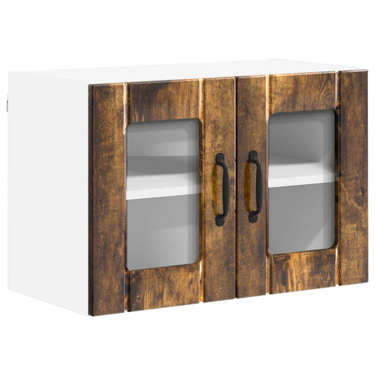 vidaXL Wall Glass Cabinet LUCCA Smoked Oak 60 x 31 x 40 cm