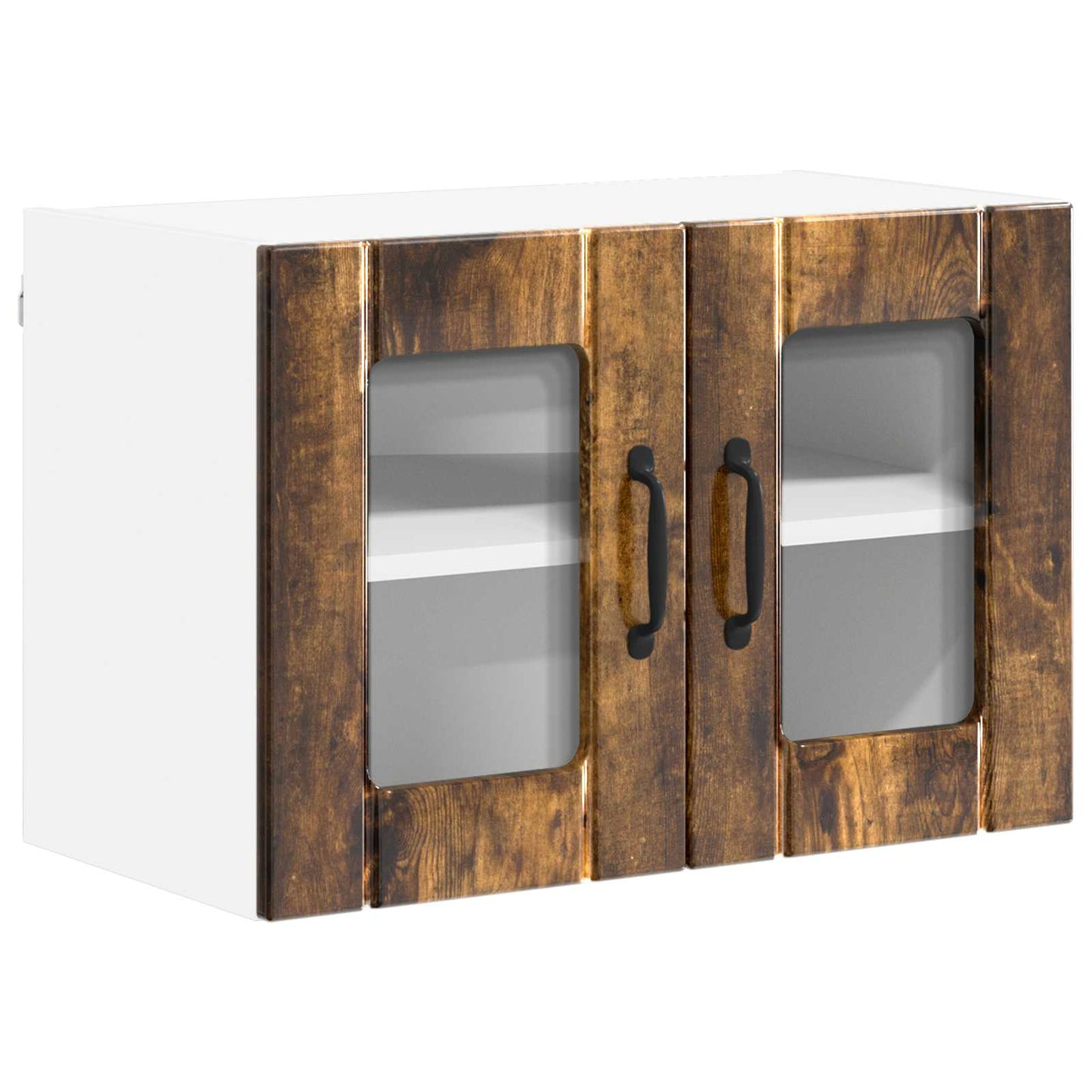 vidaXL Wall Glass Cabinet LUCCA Smoked Oak 60 x 31 x 40 cm