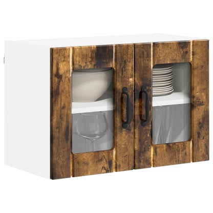 vidaXL Wall Glass Cabinet LUCCA Smoked Oak 60 x 31 x 40 cm