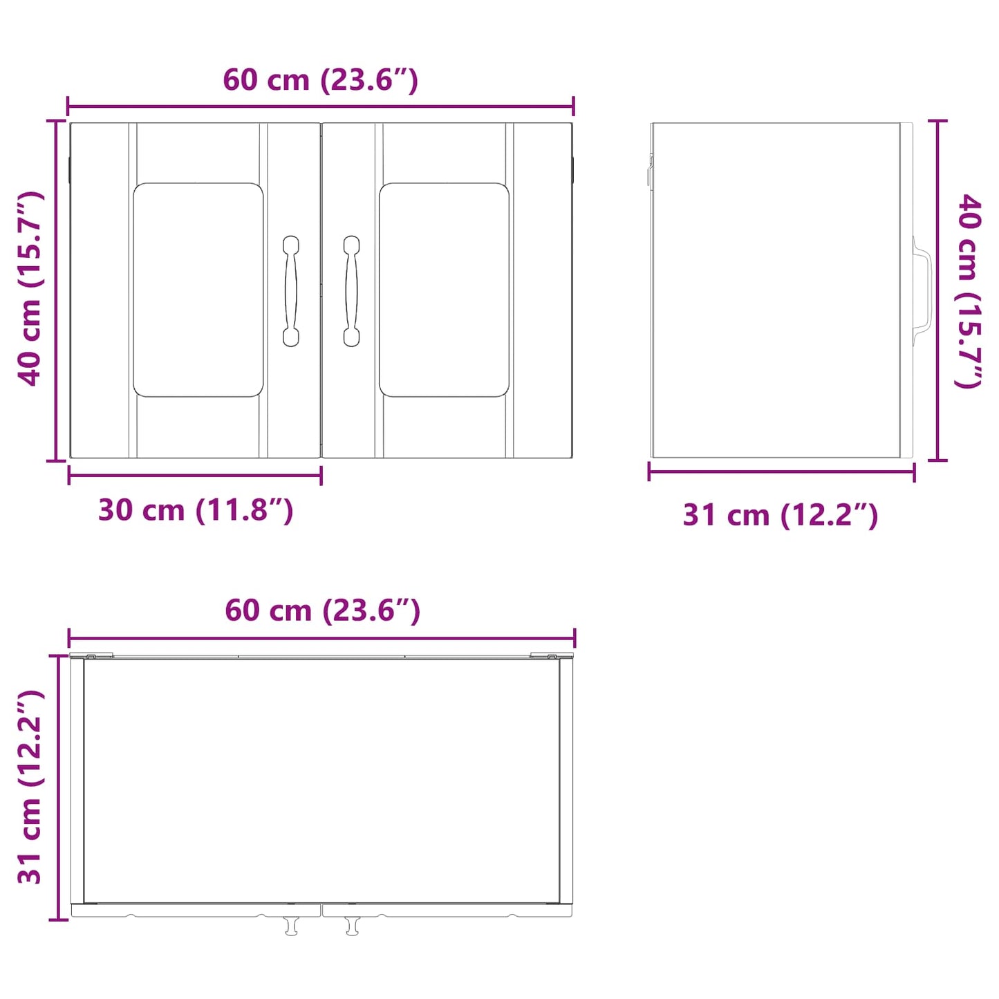 vidaXL Wall Glass Cabinet LUCCA Smoked Oak 60 x 31 x 40 cm