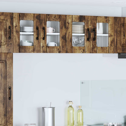 vidaXL Wall Glass Cabinet LUCCA 2 pcs Smoked Oak 60 x 31 x 40 cm