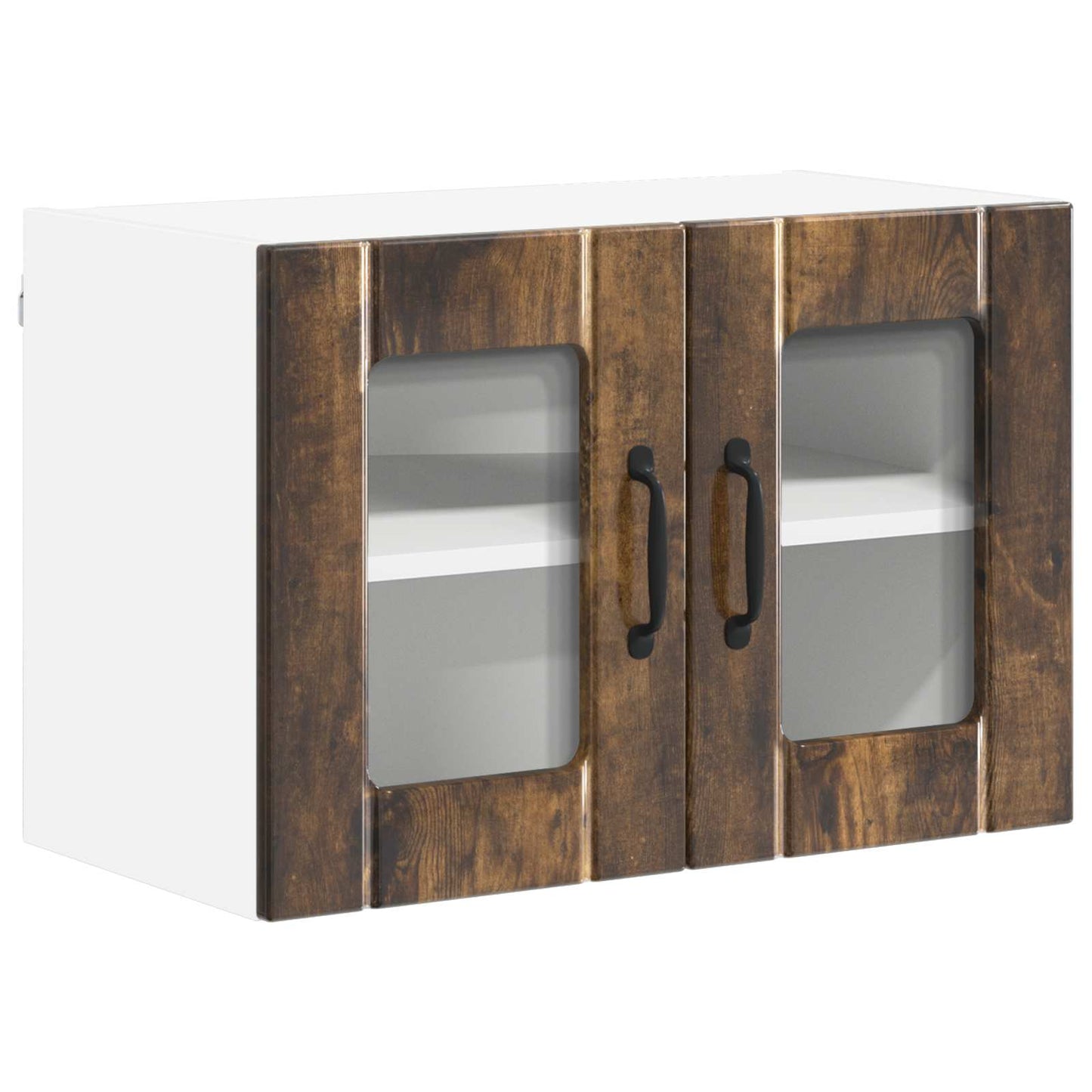 vidaXL Wall Glass Cabinet LUCCA 2 pcs Smoked Oak 60 x 31 x 40 cm