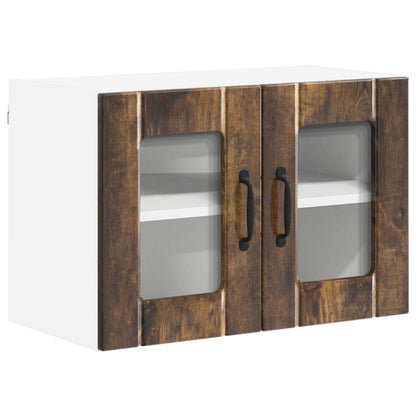 vidaXL Wall Glass Cabinet LUCCA 2 pcs Smoked Oak 60 x 31 x 40 cm