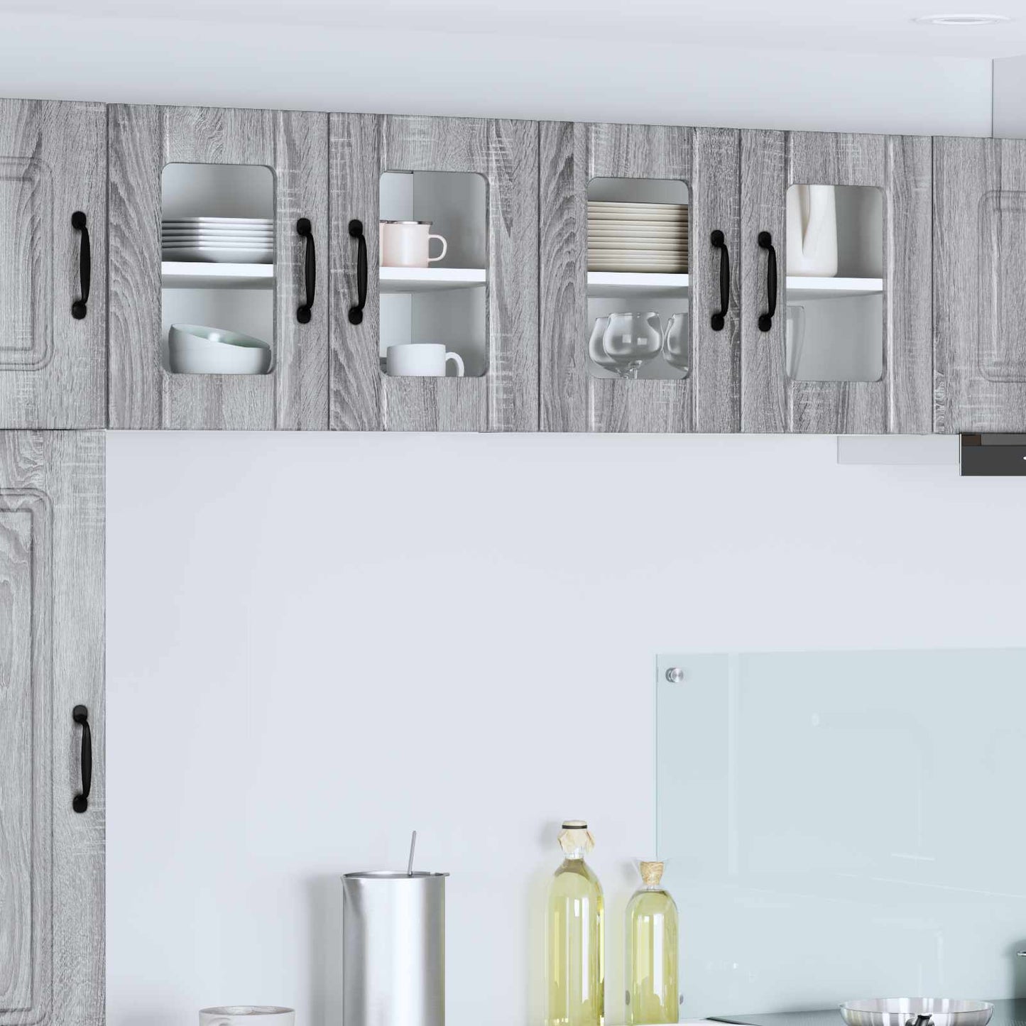 vidaXL Wall Glass Cabinet LUCCA Grey Sonoma 60 x 31 x 40 cm