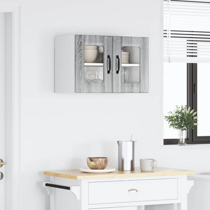 vidaXL Wall Glass Cabinet LUCCA Grey Sonoma 60 x 31 x 40 cm