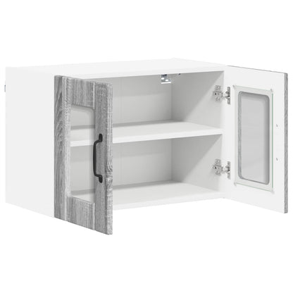 vidaXL Wall Glass Cabinet LUCCA Grey Sonoma 60 x 31 x 40 cm